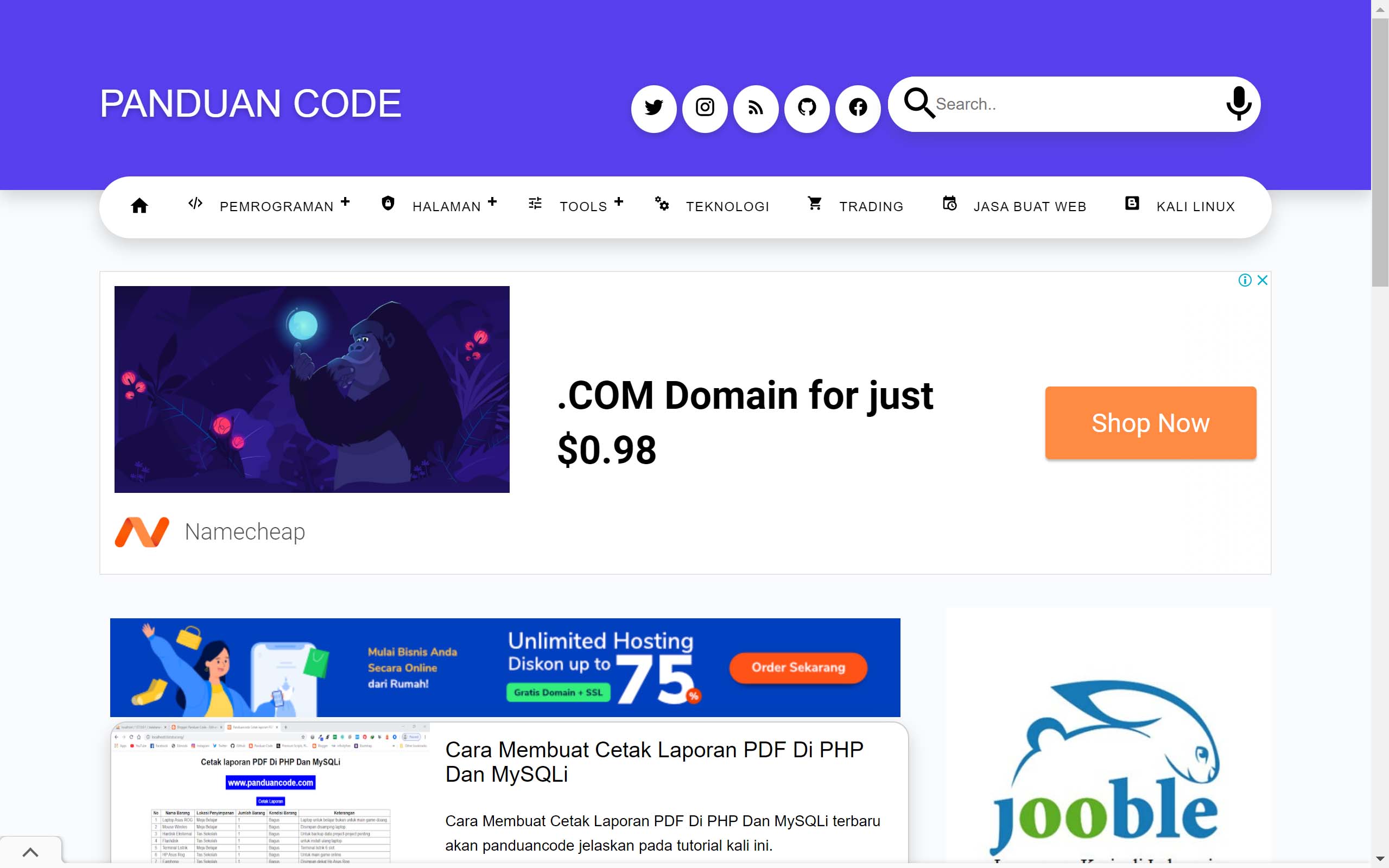 Pembuatan Blog Panduan Code