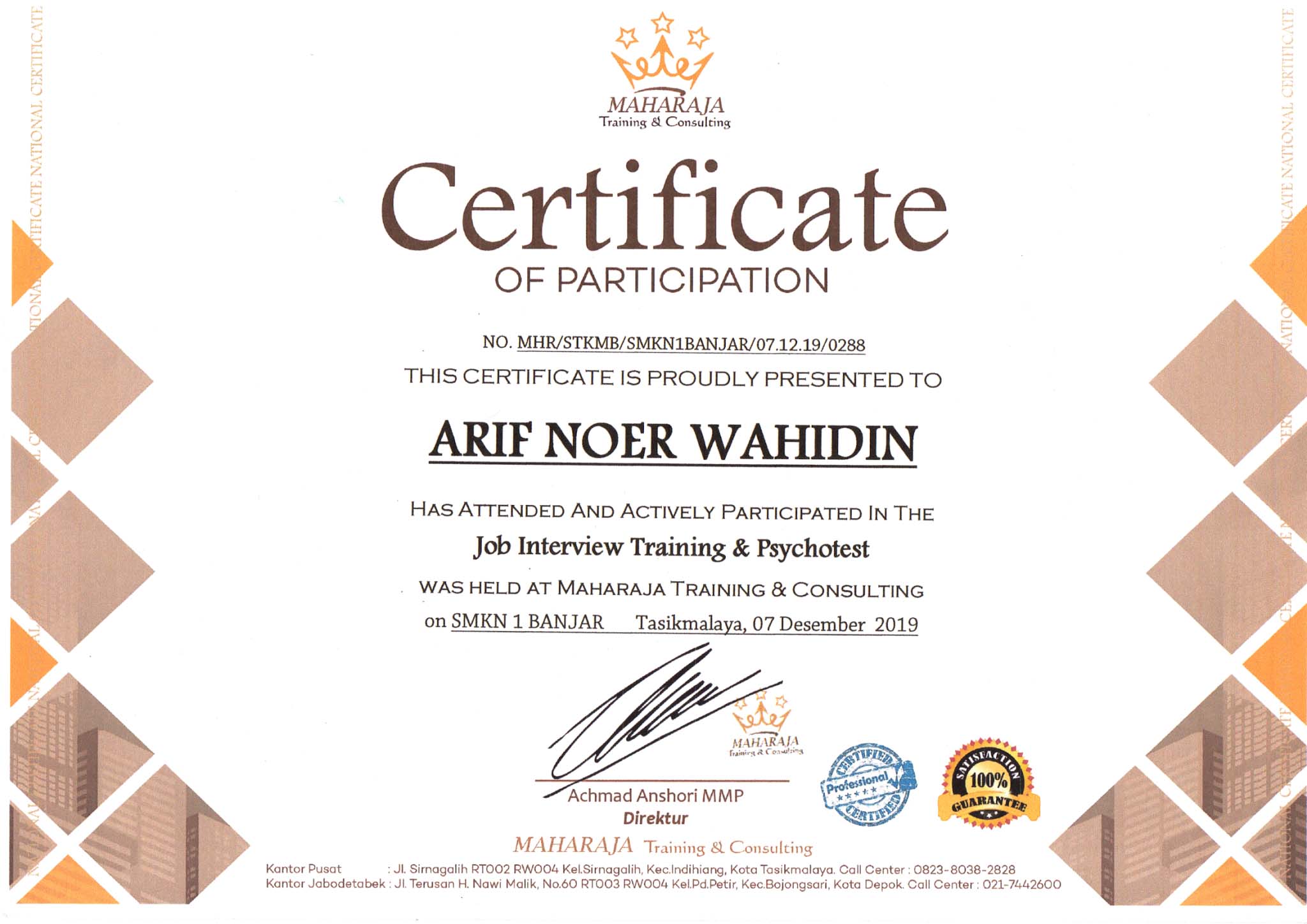 Sertifikat Psikotes